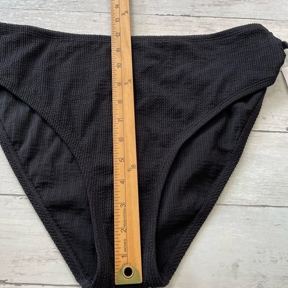 DKNY Women's Textured High Waist Bikini Bottom Swimsuit Black Size Ribbed L - Picture 5 of 8